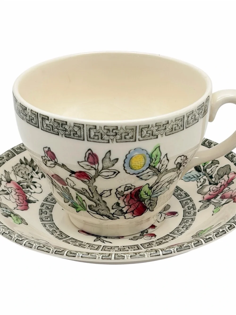 Set of Five Johnson Brothers Indian Tree Teacups & Saucers Ironstone England